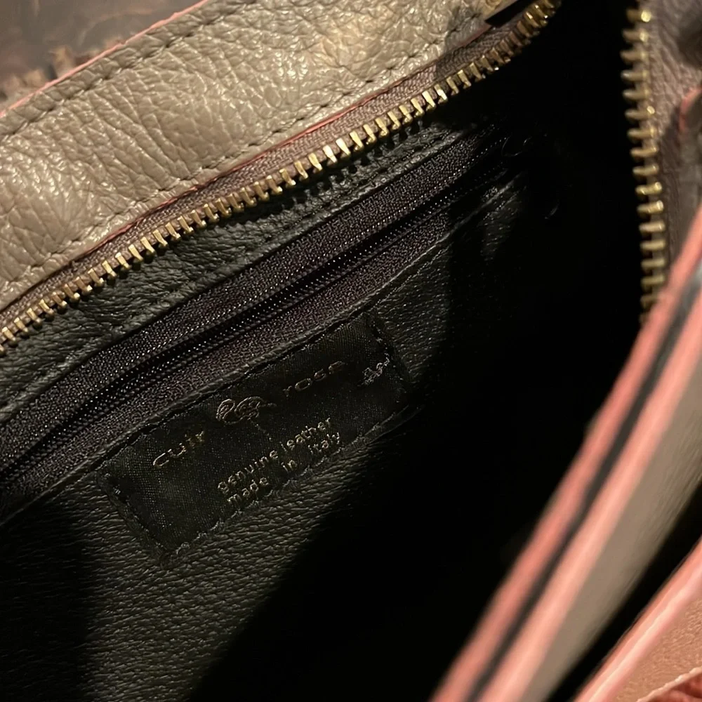 Cuir Rose pebbled leather pink and gray shoulder bag EUC - Picture 4 of 12